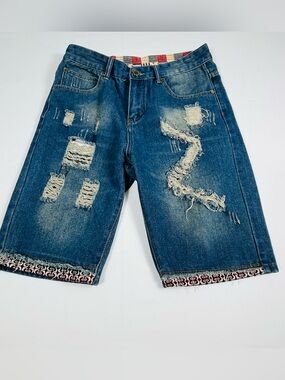 Men's Distressed Blue Denim Shorts M592